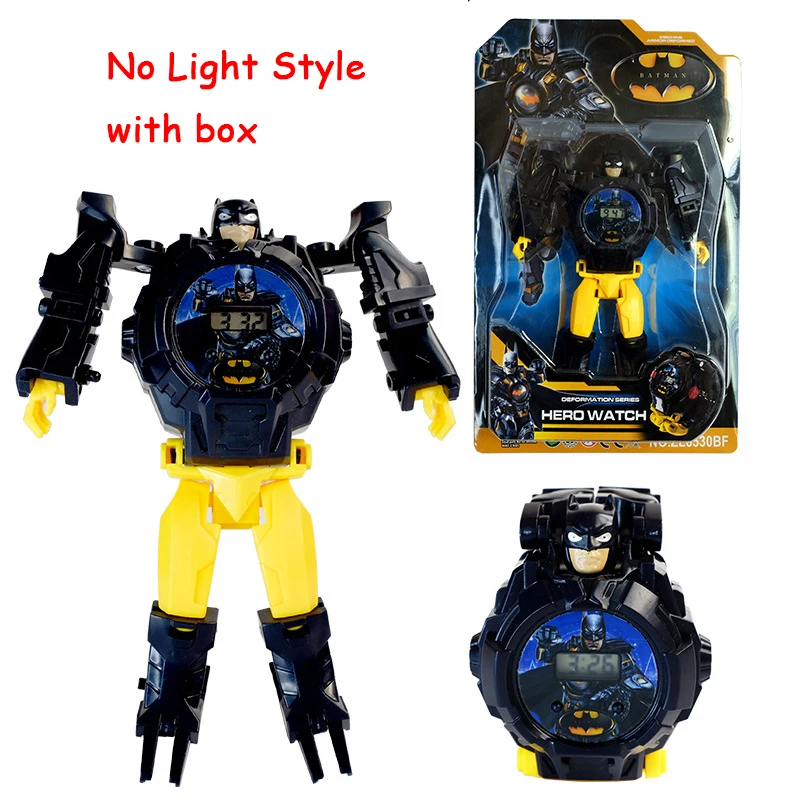 Batman A boxed Мстители трансформация часы игрушки с светильник Электронный Робот наручные часы супер герой Капитан летучая мышь человек деформированная фигура игрушка Подарки - Цвет: Batman A boxed