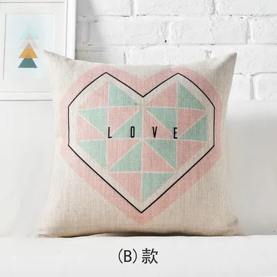 Чехол для подушек в скандинавском стиле, домашний декор, геометрические декоративные наволочки, розовые подушки, льняная подушка для дивана 45x45 см - Цвет: B 45x45cm