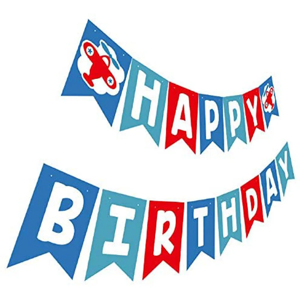 Banniere D Anniversaire Pour Enfants Banniere De Joyeux Anniversaire Avec Train En Avion Banderole De Fete ay Aliexpress