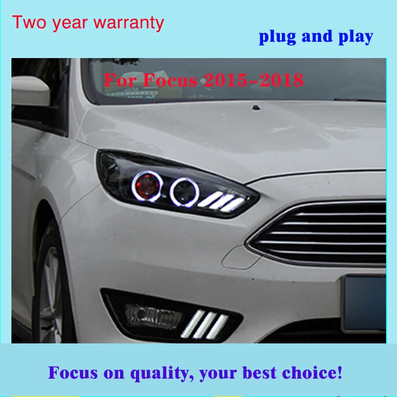 Чехол на головную лампу для Ford Focus 3 2015-2018 фары светодиодный DRL Объектив Двойной