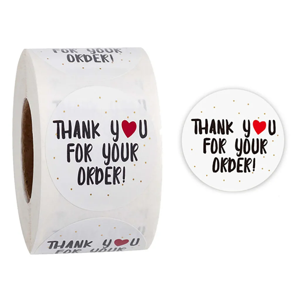

500pcs/roll 1Inch Round White Thank You For Your Order Stickers Lables For Wedding Favors Party Gift Box Handmade Decoration