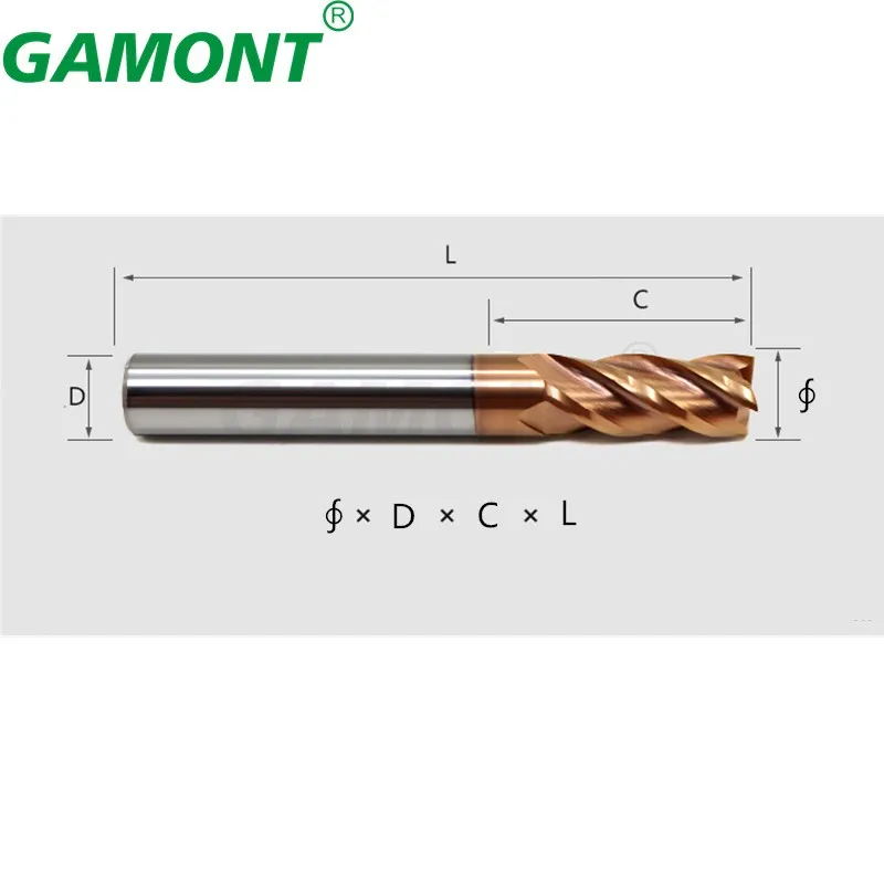 Gamont hrc55 4-Flöten-Wolframstahl-Hartmetall-Nanobeschichtungs-Fräser CNC-Maschinen, die spezielle Flach fräs werkzeuge bearbeiten – Detail 1