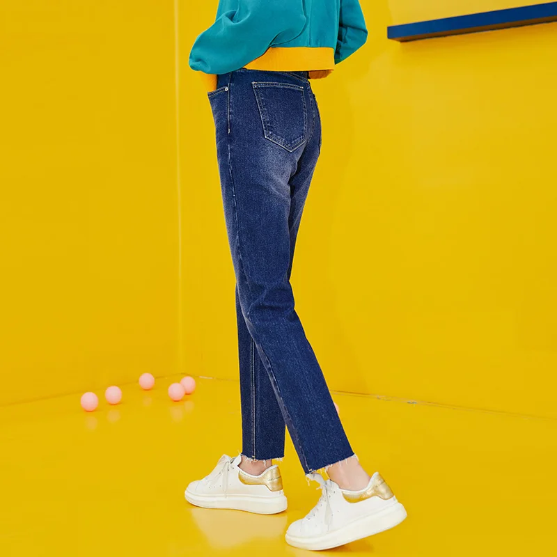 LEIJIJEANS 5XL 6XL, новинка, четыре брекета, свободные, для девушек, прямые, средняя посадка, джинсы, синие, повседневные, размера плюс, женские джинсы 9091
