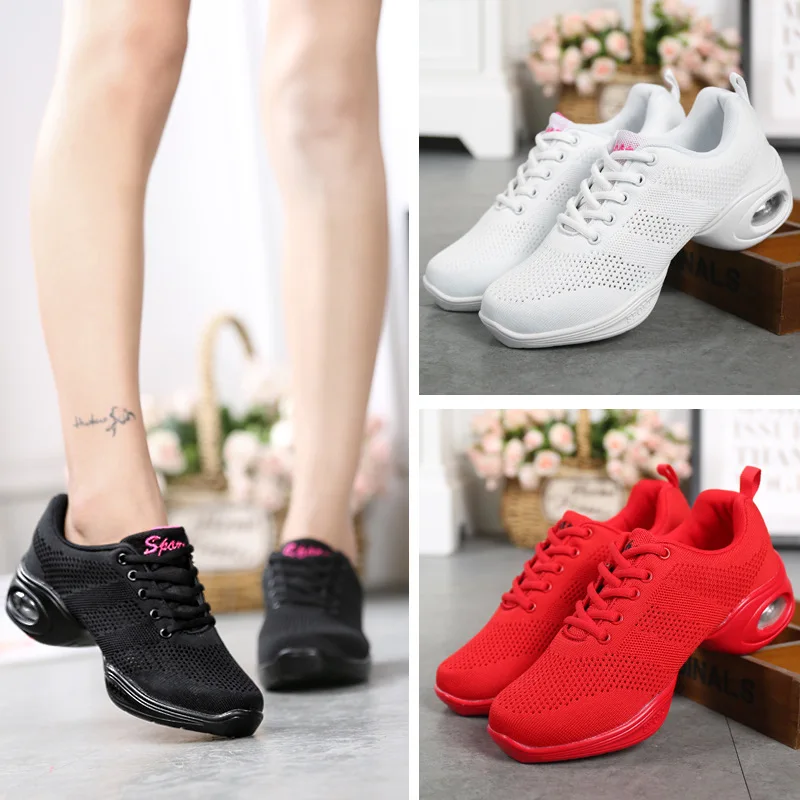 

New Style Shoes for Square Dance Shoes Women's Spring Summer Fly Woven Jump Dance Shoe Soft-Sole Adult Practice Dance Shoe