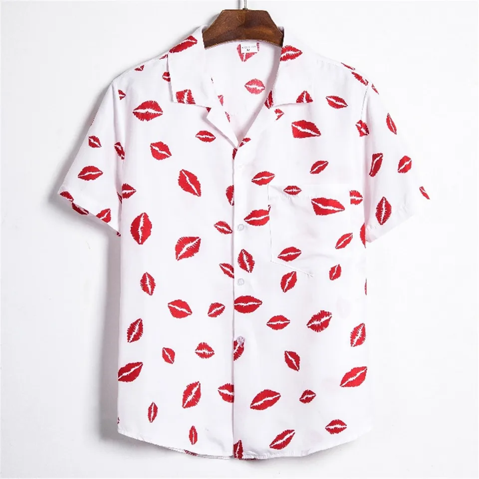 red lip print shirt