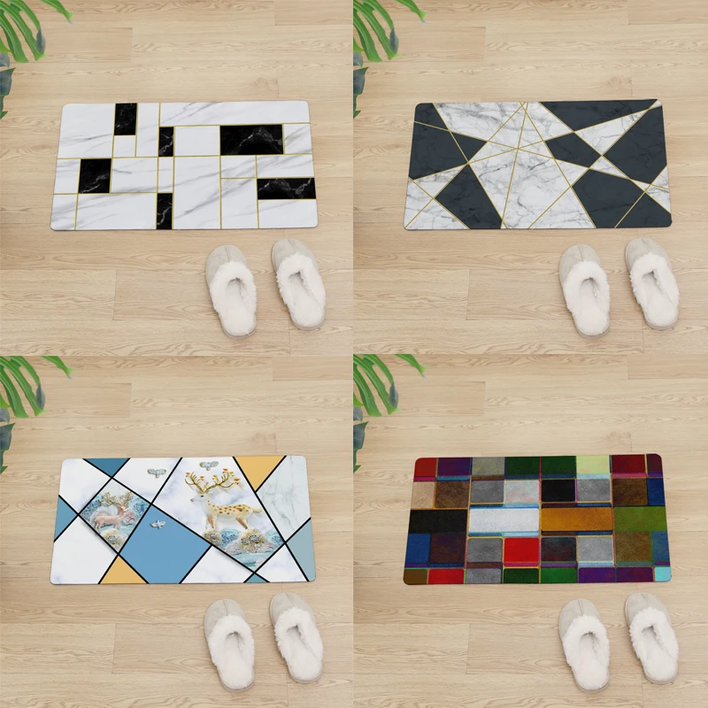 Marble Pattern Entrance Doormat Kitchen Mat For Floor Door Mats Non-slip Home Mat PVC Soft Skin Rugs Waterproof Welcome Carpet