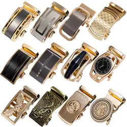 Fivela de botão e cinto deslizante masculino, 60 tipos de fivela de metal sem cinto, preto, dourado, azul, somente para cintos de catraca de 3.5 cm