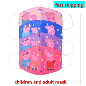 

Anime Peppa Pig Protective Mask Children and Adult Face Maks Peppa George Pig Family Cotton Anti-Dust Washable Maks for Boy Girl