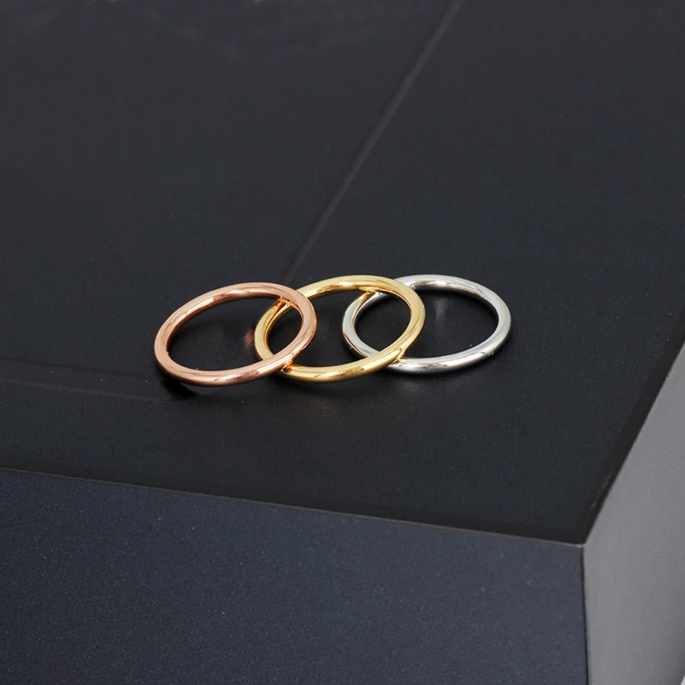 

Pure 18K Yellow White Rose Gold Ring 2mmW Woman Lucky Smooth Circle Ring Au750