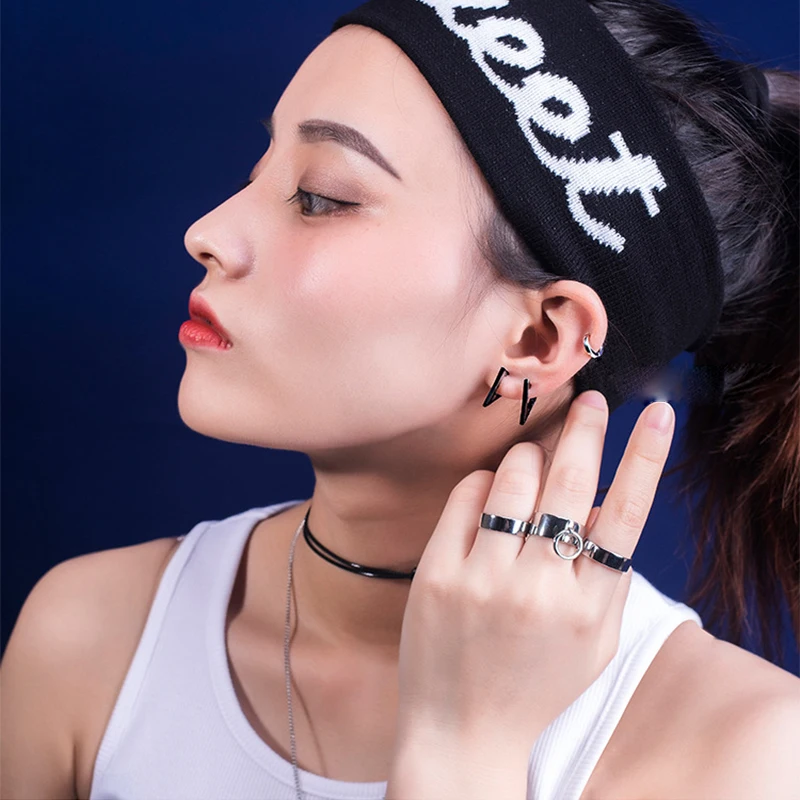 Stainless Steel Hoop Earrings for Women Men Black Rose Gold Plated Circle Round Earring Geometric Classic Cartilage Earrings