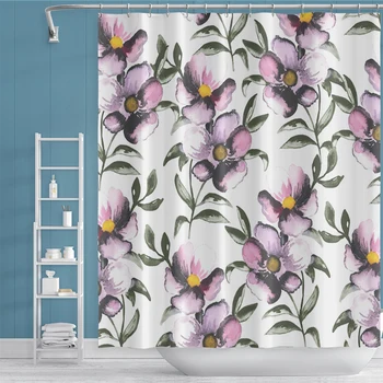 

Floral Printed Scandinavia Shower Curtain Bathroom Polyester Waterproof 12 Hooks Bohemian fabric Bath Screen for Home Decor