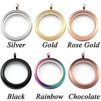 Wholesale Magnetic Opening Glass Floating Charms Living Lockets 20mm 25mm 30mm 35mm 316L Stainless Steel Round Locket Pendant 1
