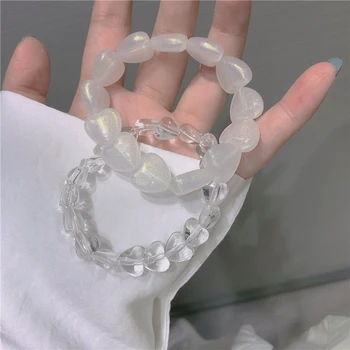 

Kpop Love Round Acrylic Crystal Transparent Beaded Bracelets For Women Vacation Summer Aesthetic Accessorie Hot Jewelry Gifts