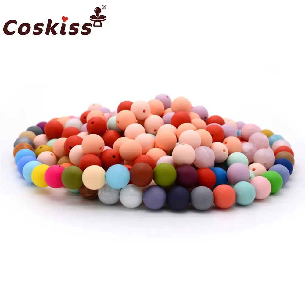 Coskiss Прорезыватель для зубов для младенцев, силиконовые бусины, 20 шт., 12 мм, круглые силиконовые Детские Прорезыватели для прорезывания зубов, пищевое качество, Прорезыватель для кормления детей