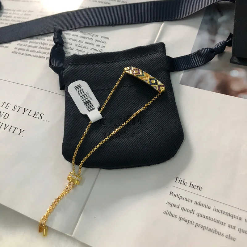 Модный шарм копия 1:1 желтый многоцветный Регулируемый браслет с прямой пластиной