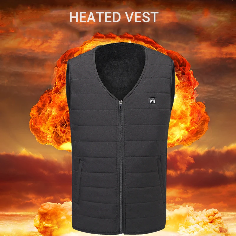 

Winter Electric Heated Jacket Vest USB Heating Vest Infrared Hunting Riding Jacket Moto Thermal Warm Heated Clothing Waistcoat