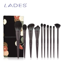 Lades 10Pcs Professionele Make-Up Kwasten Sets Powder Foundation Oogschaduw Lip Fan Blush Gezicht Make Up Beauty Brush Tool Met case