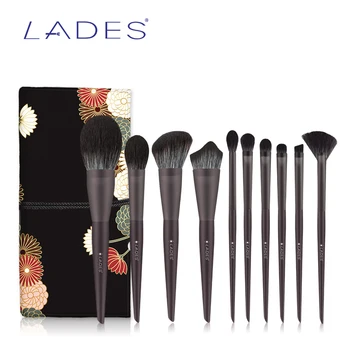 

LADES 10PCS Professional Makeup Brushes Sets Powder Foundation Eyeshadow Lip Fan Blush Face Make up Beauty Brush Tool With Case