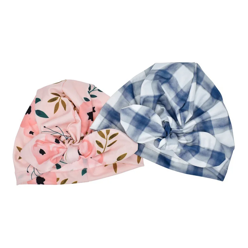 Baby Turban Elastic Cap Cotton Soft Newborn Floral Pattern Knit Beanies Girls Sleep Caps Hat | Детская одежда и обувь