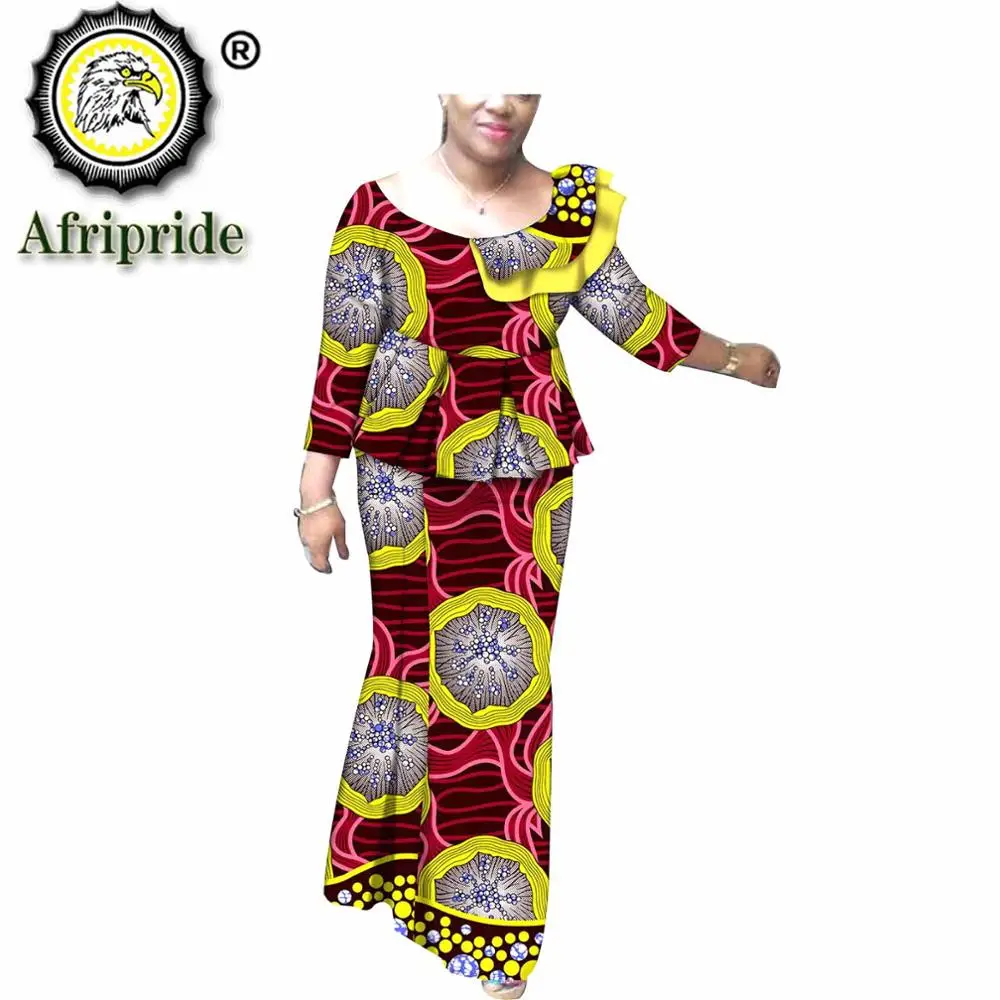 2023 African 2 Piece Outfits for Women Ankara Tops+Print Skirts Dashiki Clothing  Formal Suits AFRIPRIDE S1926021