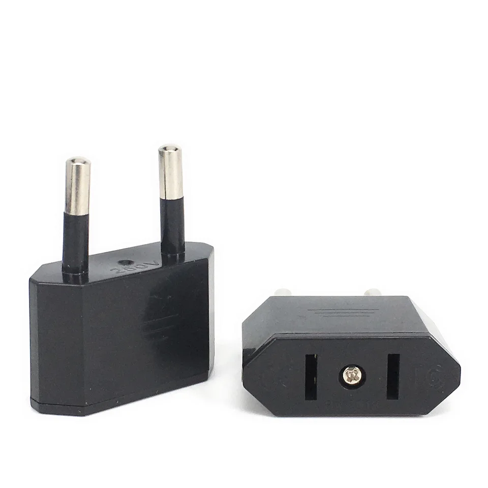 2-Pack EU To US Travel Plug Adapters - Compact Black Power Converters For European Outlets - View #5