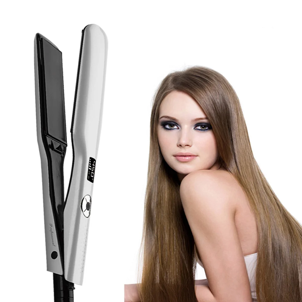 

Hair Straightener Professional Tourmaline Ceramic PTC Hair Straightening 3D Flat Iron Wide Plate LCD Display Hair Styling Tool
