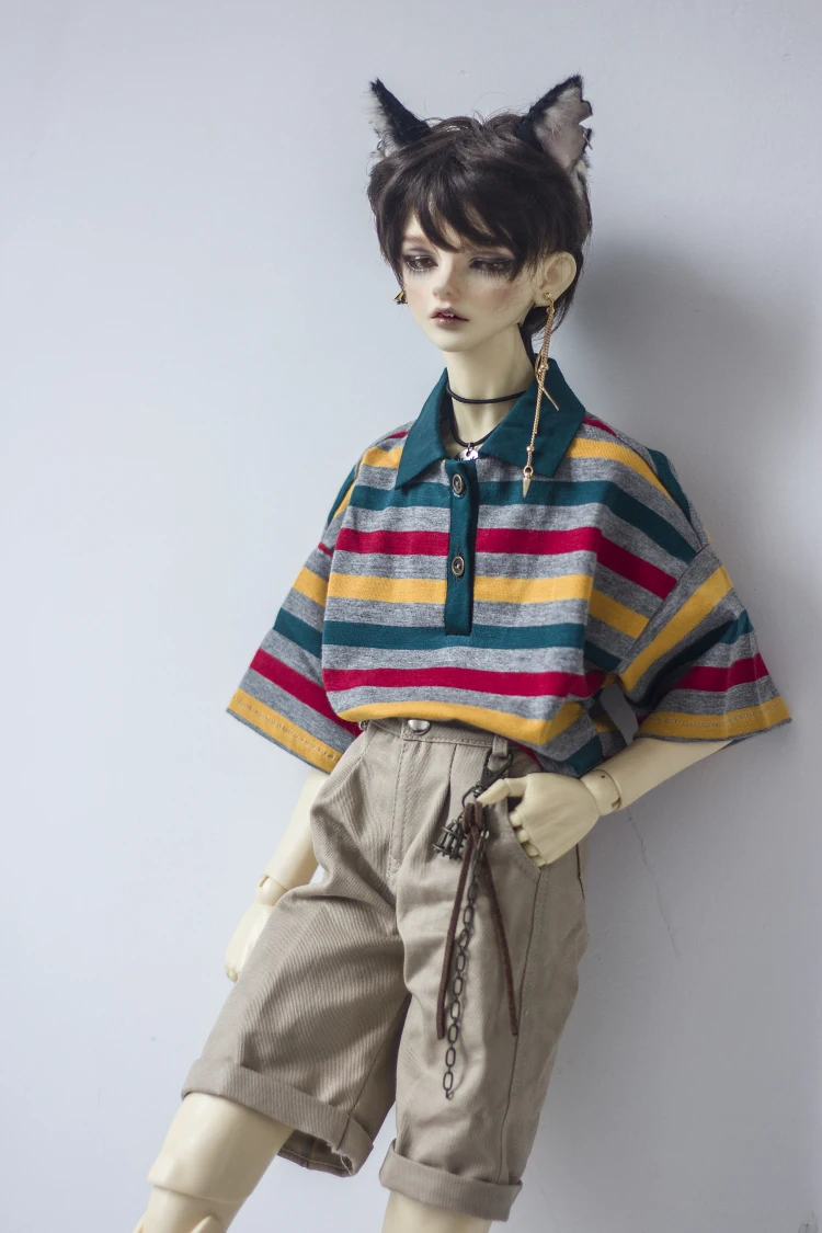 BJD кукольный костюм для 1/3 1/4 MSD Uncle Размер куклы красный, желтый, зеленый и серый полосатый рубашка с короткими рукавами куклы аксессуары