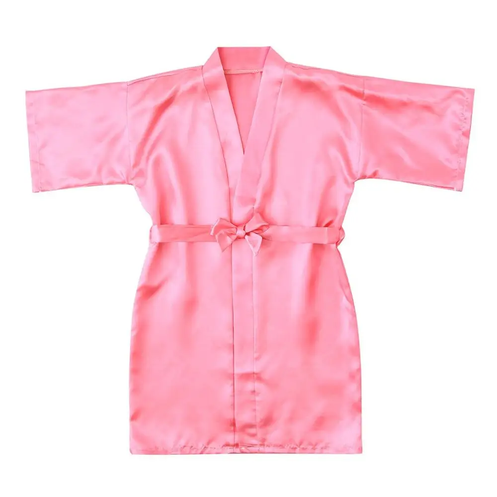 Новая однотонная одежда для детей летняя одежда для девочек халаты для детей ясельного возраста детская одежда для девочек, однотонные, шелковые атласное кимоно; наряд, одежда для сна, одежда 20 - Цвет: Watermelon Red