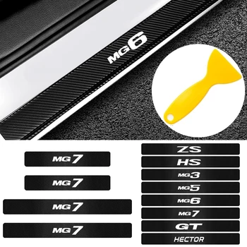 

4PCS Car Carbon Fiber Door Sill Scuff Plate Protector Sticker For Morris Garages MG ZS GS HS MG5 MG GT MG6 MG7 Auto Accessories