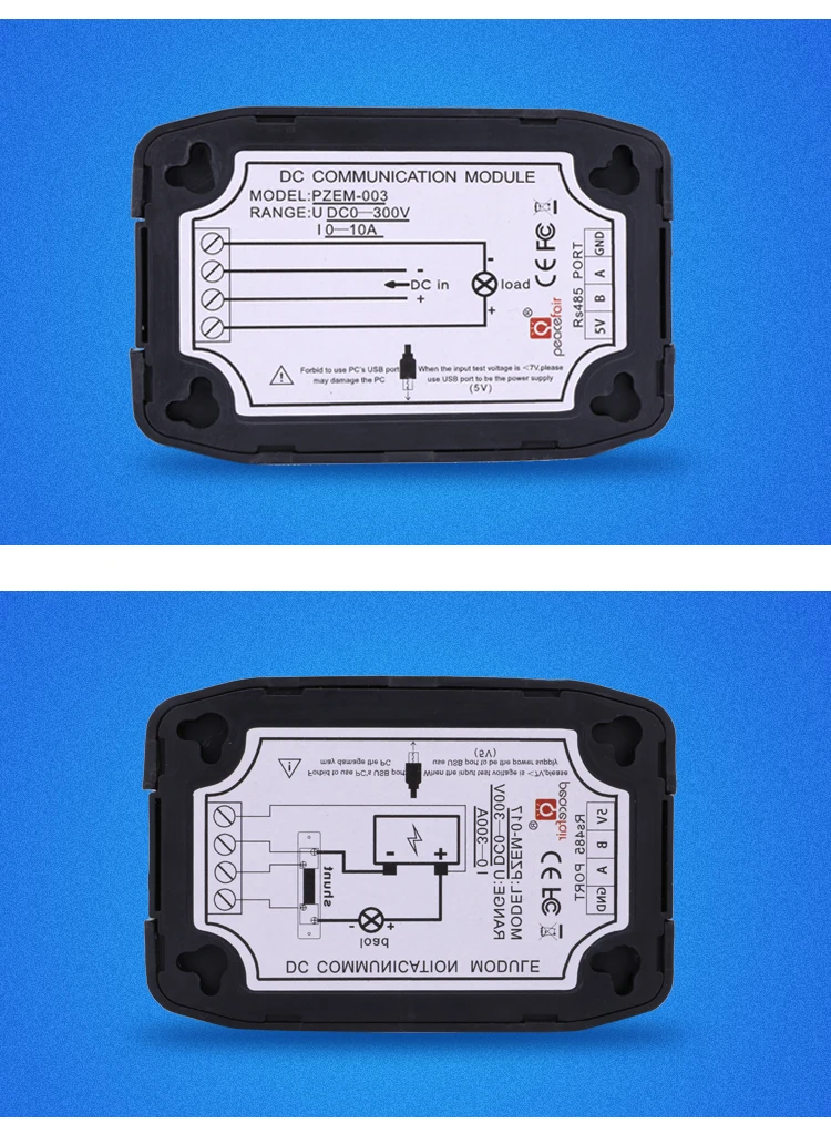 Peacefair PZEM-003 300V 10A Wattmeter Voltmeter RS485 Modbus Volt Amp Current Power Energy Car Voltage Tester With USB Converter
