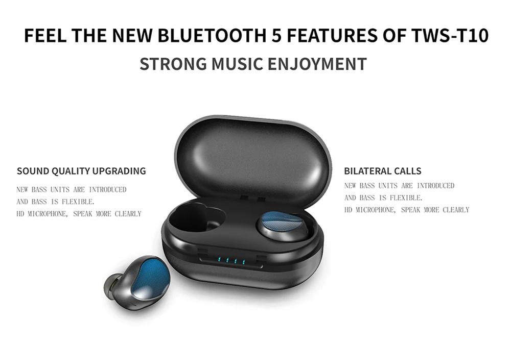 TWS Bluetooth наушники T10 гарнитура настоящая Беспроводная зарядка Bluetooth V5.0 пояс Зарядка сокровище наушники настоящие беспроводные наушники