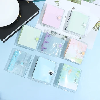 

Transparent Notebook Ring Binder Mini Loose-leaf Hand Book Student Portable Notebook ring binder Kawaii School Supplies