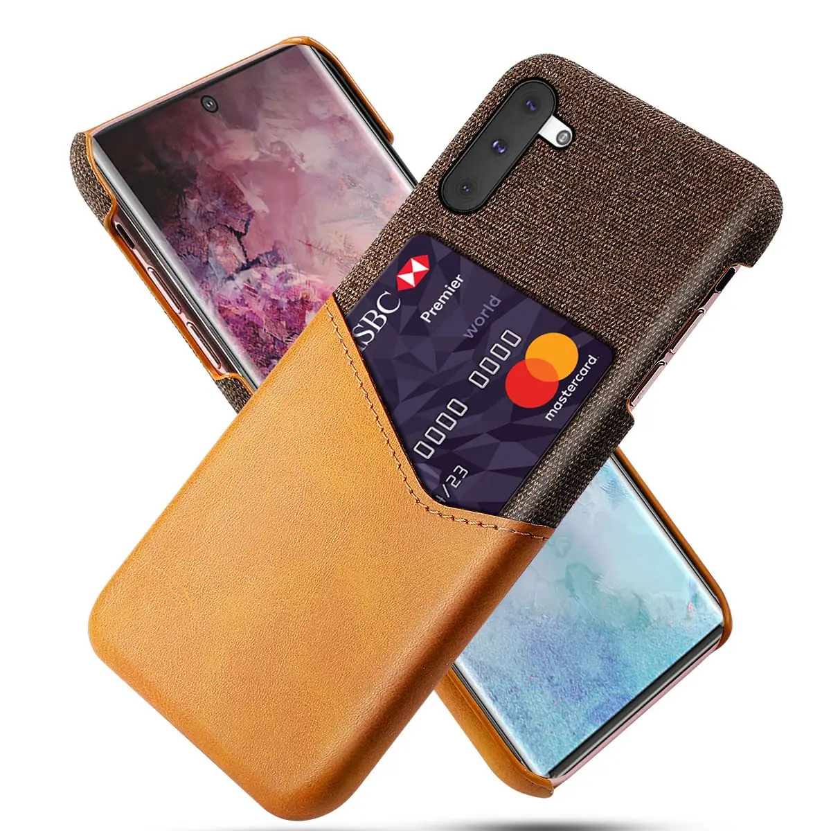 

For Samsung Galaxy Note 10 Case PU Leather Splicing Card Holder Fabric Hard PC Cover For Samsung Note 10 Note 10 Plus Case Slim