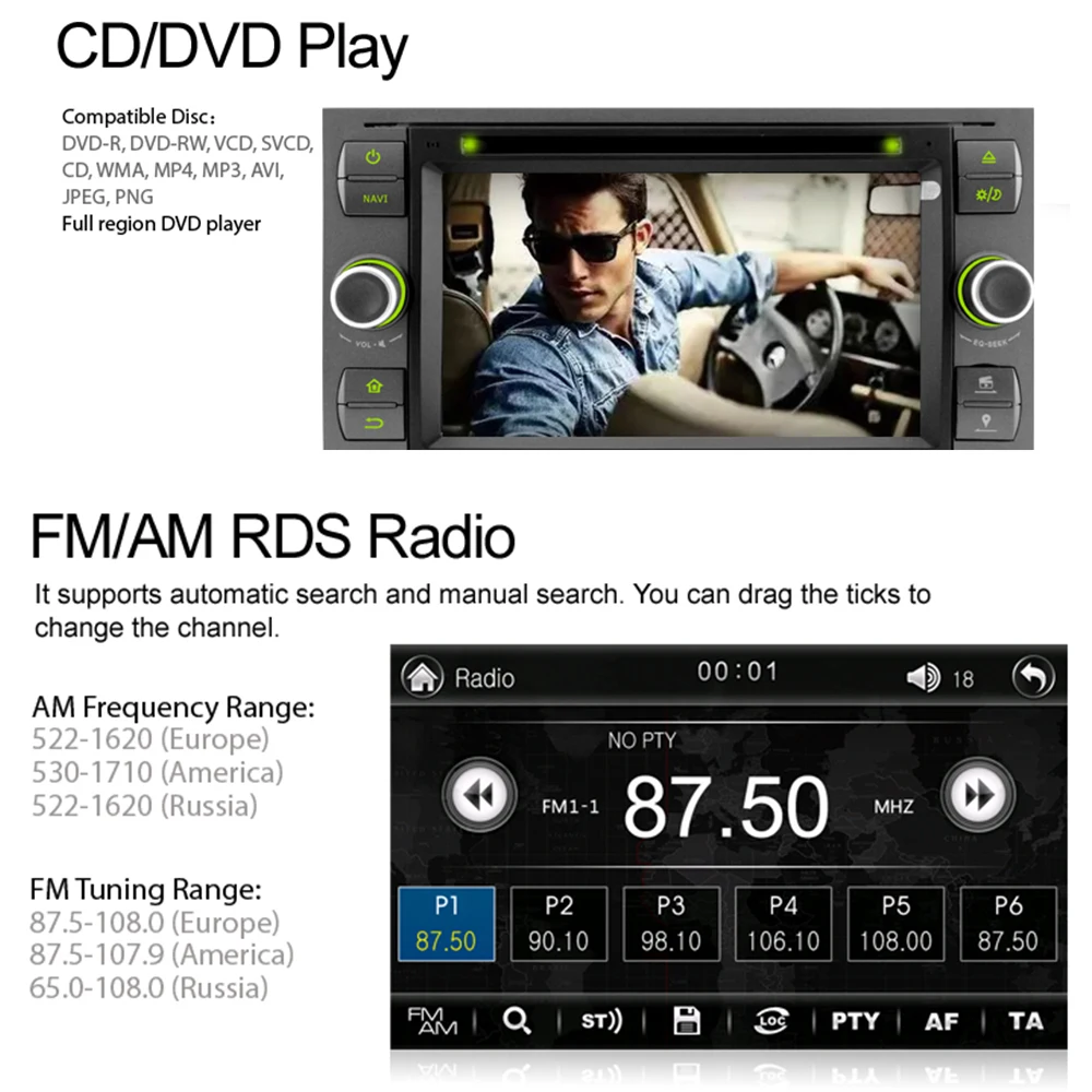 Best A-Sure 2 Din Car Auto Radio GPS DVD Player Navigation For Ford Transit Focus Galaxy S-Max C-Max Fusion Fiesta SWC Bluetooth 3
