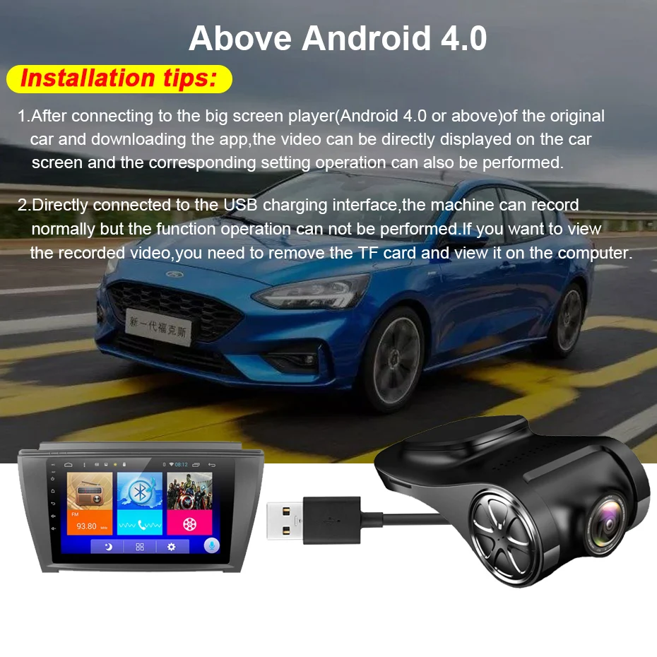 WHEXUNE Full HD USB Car DVR ADAS Mini Camera LDWS Super Night Vision Auto Digital Video Recorder Dash Cam for Android Multimedia