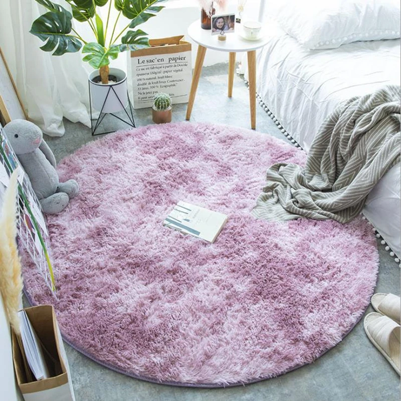 120cm Large Round Rug Simple And Elegant Living Room Rug Bedroom Pink Rug  Home Decoration Accessories Color Gradient Pink Carpet - AliExpress