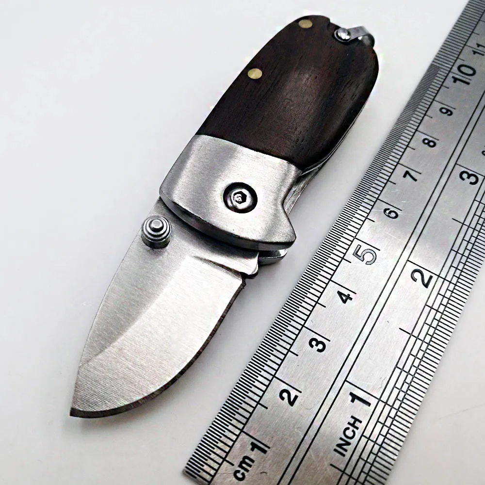 440C Blade Дамасский мини-складной нож с деревянной ручкой для походов и кемпинга, карманные ножи, универсальный портативный Охотничий Тактический инструмент для выживания, EDC - Цвет: 440C Blade