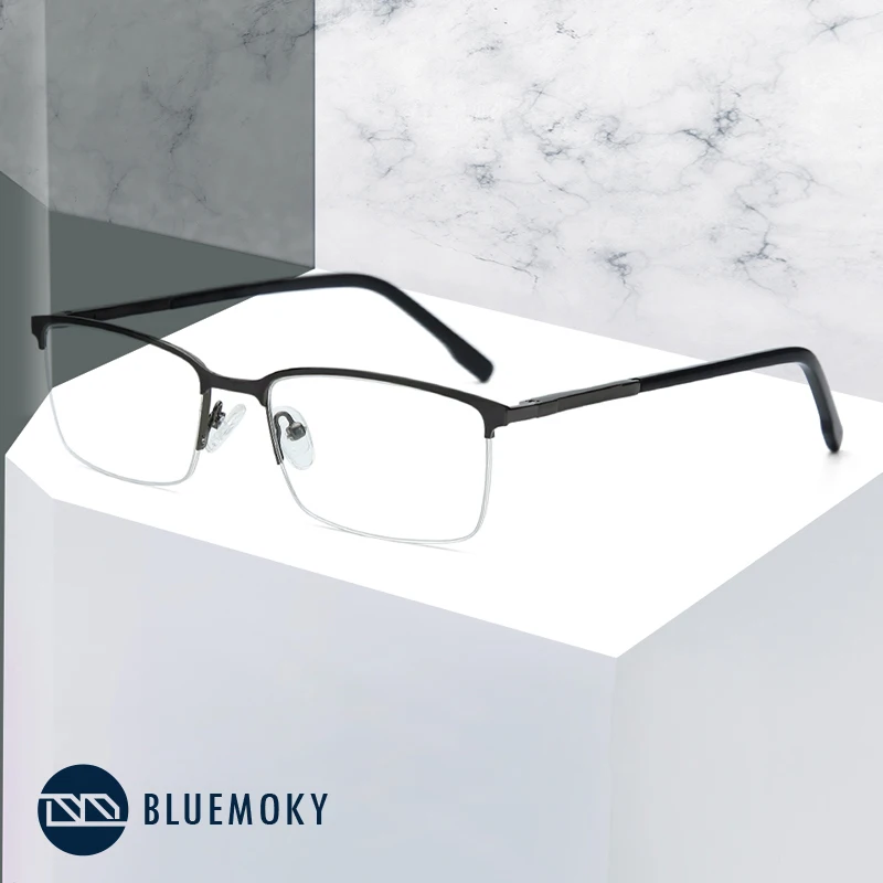 Очки без оправы из BLUEMOKY сплава, оправа для мужчин, очки для близорукости, прозрачные оптические очки, очки для мужчин, оправы для очков