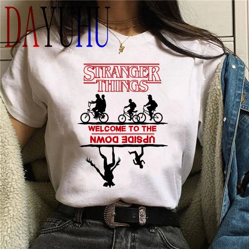 stranger things Season 3 T Shirt Women Harajuku New Tshirt Funny 90s Female Graphic T-shirt Ullzang Upside Down Top Tees Cartoon