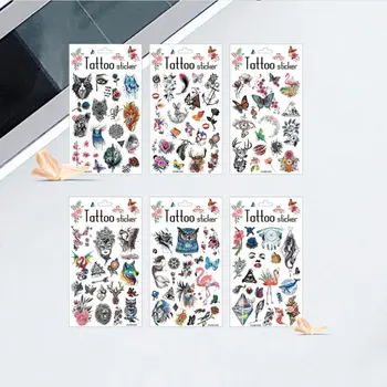 

6pcs Tattoo Sticker Waterproof Halloween Element Tattoo Paste Animal and Plant Pattern for Women Men