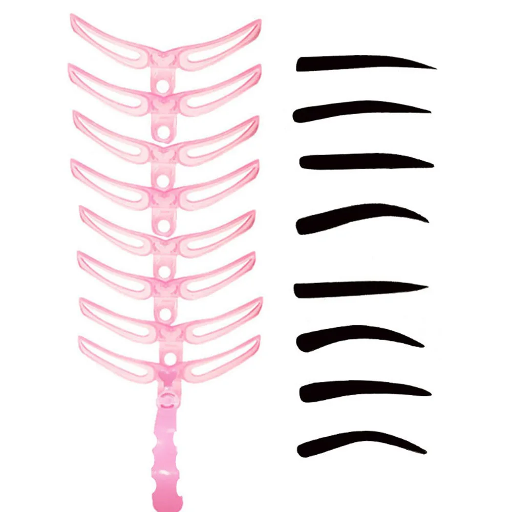 8 unids/set ceja molde de plantillas de aseo ojo frente Plantilla de modelo de maquillaje reutilizable diseño cejas estilo herramienta