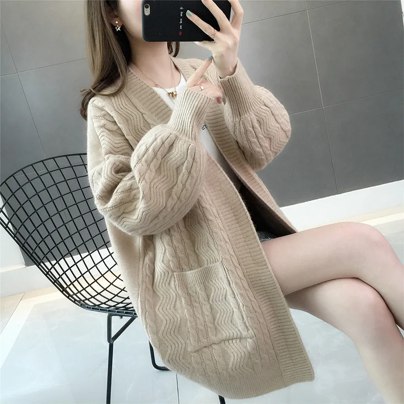 Spring And Autumn Women's Knit Cardigan Solid Color Wild Spring New Shirt Korean Version Of The Loose Sweater Women Coat