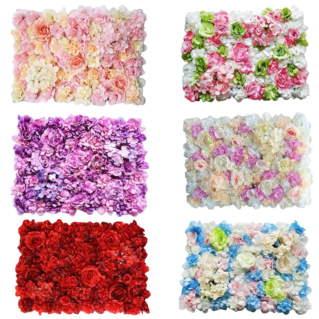 40*60 artificial flower wall panel rose hydrangea wedding backdrop decor party hotel Christmas flower wall carpet