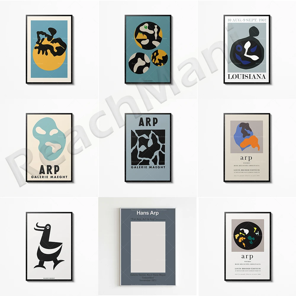 Hans Arp Print Poster, Abstract Museum Exhibition Wall Art, Jean Arp Retro Art Picture, Gallery Home Decoration Canvas Painting