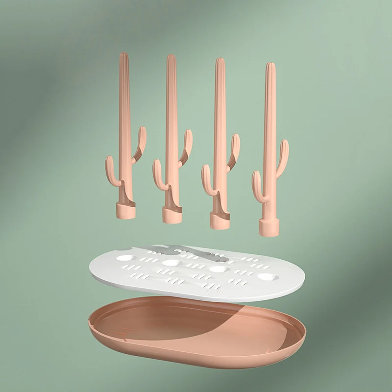 Cute Baby Bottle Drying Rack Solid Color Baby Feeding Bottle Drain Rack Holder Feeding Stuff