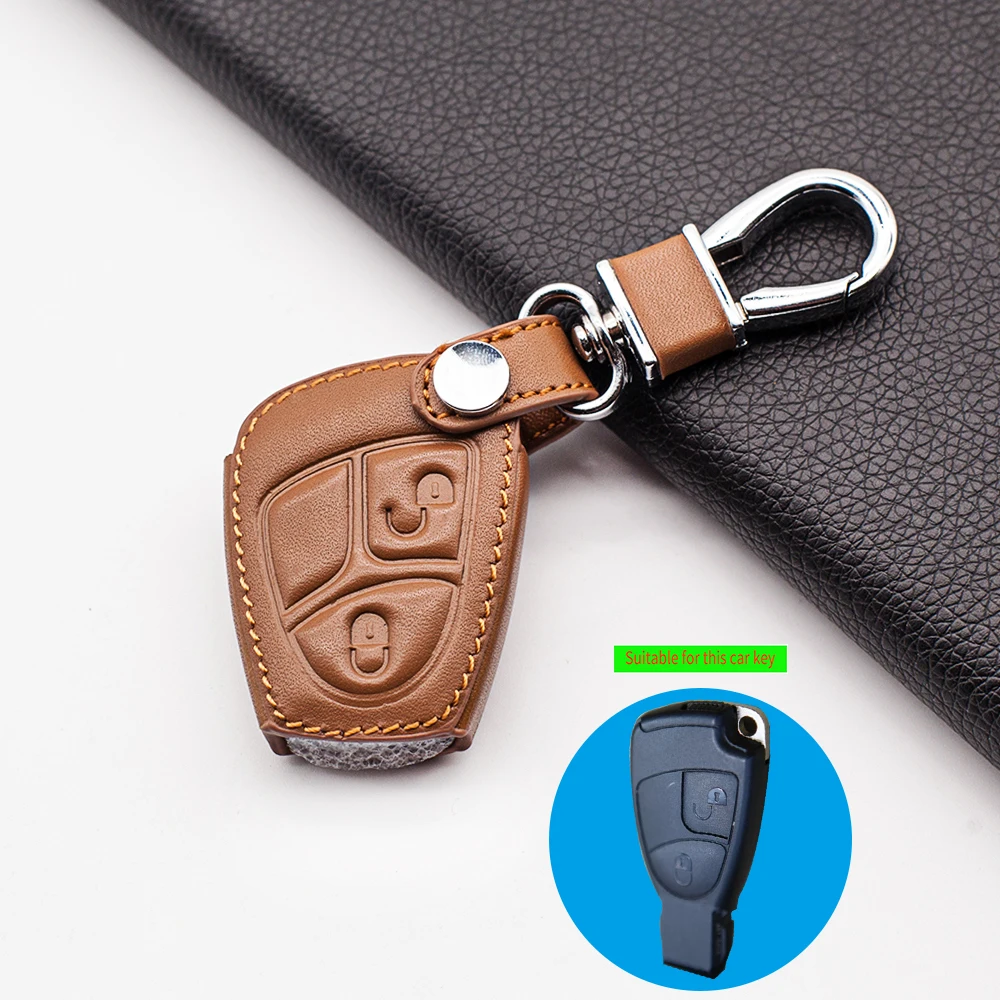 Carrying leather car key cover case For Mercedes-benz A CLASS W169 B C E S R C200E 260L GLK300 2 buttons remote | Автомобили и