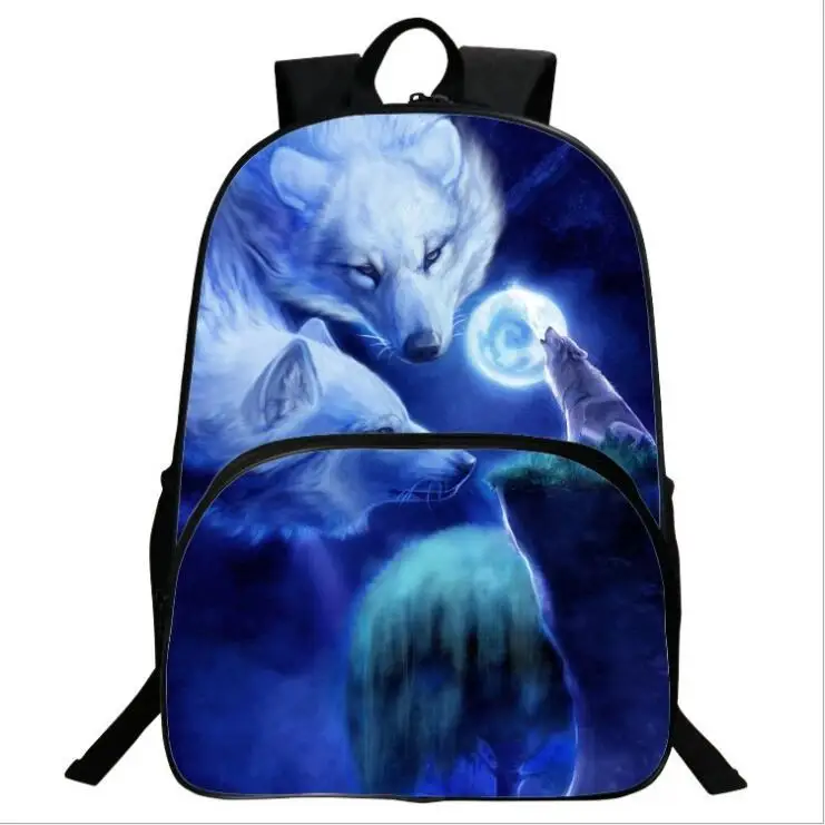 

New aggressive animal wolf schoolbag cartoon printed children backpack for primary and secondary school students