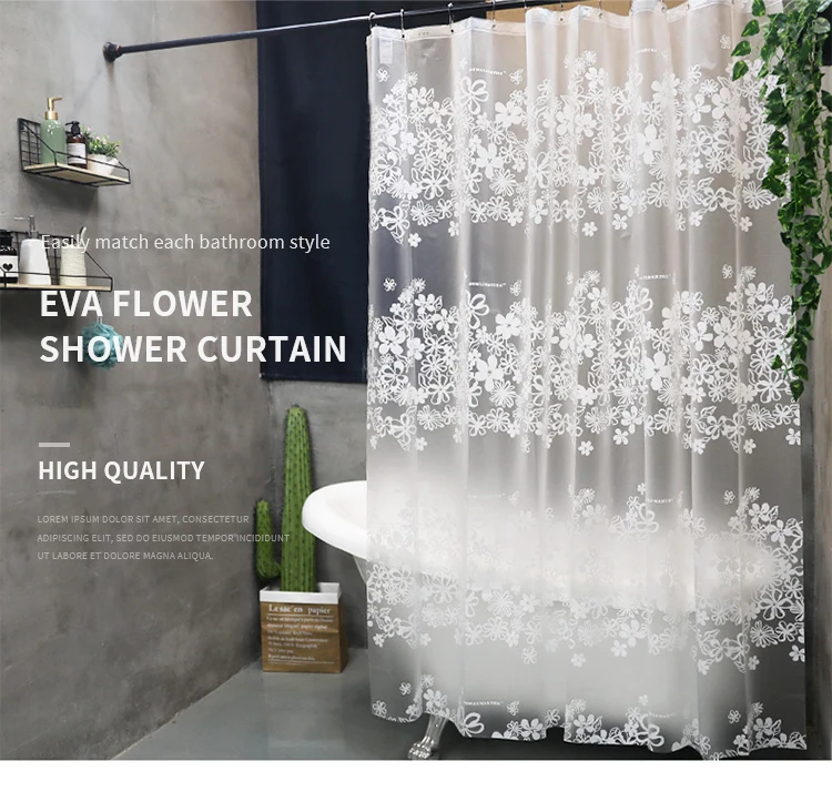 Белый элегантный цветок занавеска для душа ванная комната водонепроницаемый занавеска для душа ЕВА туман полупрозрачные занавески s для ванной душ w/Крючки