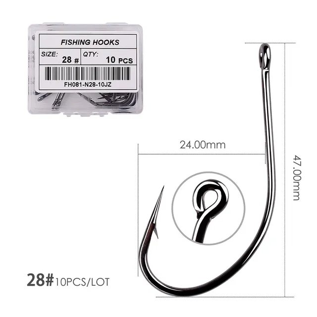 50pcs 10pcs Coating High Carbon Stainless Steel Barbed Carp Fishing Hooks Pack with Retail Original Box Fishing Hook Tackle Size 28 - 10pcs