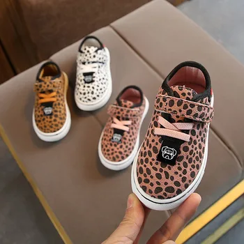 

2020 New Temperament Children's Sneakers Baby Girl Boy Casual Shoes Spring Low-Top Leopard Korean Breathable Flat Toe Sneakers